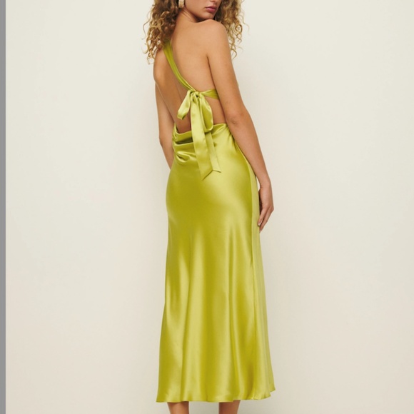 COPY - Reformation Dasha Silk Dress in Algae Bloom sz. 6 - Picture 1 of 12